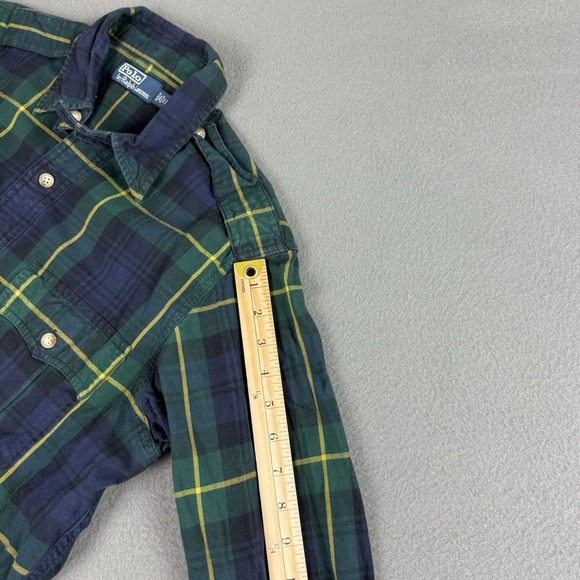 Polo Ralph Lauren Shirt Mens Medium Green Blue Tartan Plaid Flannel Button Up - Picture 7 of 8